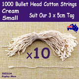 1000 Price Tag Hanging Cotton Strings | Bullet Head 14cm | Cream