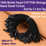 1000 Price Tag Hanging COTTON Strings | Bullet Head 12.5cm | Black