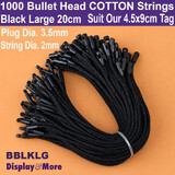 1000 Price Tag Hanging COTTON Strings | Bullet Head 20cm | Black