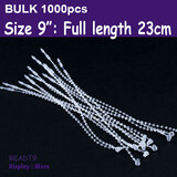 1000 Beaded Barb Loop Ties Clear - Size 9"