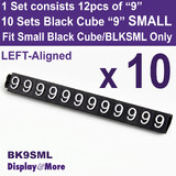 Price CUBE Tag | 10 Sets ONLY | NEW Left Aligned | SMALL Black "9"