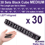 Price CUBE Tag | 30 Sets | NEW Left Aligned | MEDIUM Black 58mm