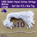 1000 Price Tag Hanging Cotton Strings | Bullet Head 20cm | White
