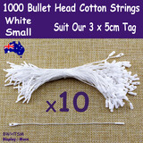 1000 Price Tag Hanging Nylon Strings | Bullet Head 14cm | White