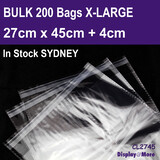 Cellophane Bag LARGE Resealable | 200pcs | 27 x 45cm + 4cm
