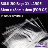 Cellophane Bag LARGE Resealable | 200pcs | 34 x 48cm + 4cm
