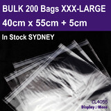 Cellophane Bag LARGE Resealable | 200pcs | 40 x 55cm + 5cm