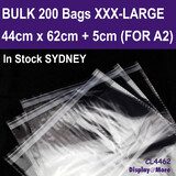 Cellophane Bag LARGE Resealable | 200pcs | 44 x 62cm + 5cm