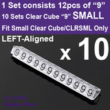 Price CUBE Tag | 10 Sets ONLY | NEW Left Aligned | SMALL Clear "9"