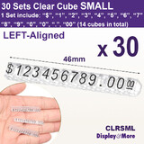 Price CUBE Tag | 30 Sets | NEW Left Aligned | SMALL Clear 46mm