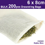 FOOD Bag MUSLIN Cotton Drawstring Pouch | 100PCS | 6 x 8cm