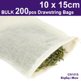 FOOD Bag MUSLIN Cotton Drawstring Pouch | 200PCS | 10 x 15cm