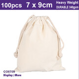 Calico CANVAS Bag | 100pcs | Natural Cotton | 7 x 9cm