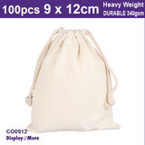 Calico CANVAS Bag | 100pcs | Natural Cotton | 9 x 12cm