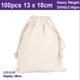 Calico CANVAS Bag | 100pcs | Natural Cotton | 13 x 18cm