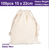 Calico CANVAS Bag | 100pcs | Natural Cotton | 15 x 22cm