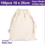 Calico CANVAS Bag | 100pcs | Natural Cotton | 18 x 25cm
