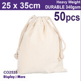 Calico CANVAS Bag Natural Cotton | 25 x 35cm | 50pcs Only