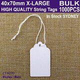 Paper Price String TAG White | BULK 1000pcs | PREMIUM 40 x 70mm