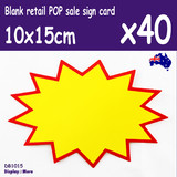 40X FLURO Retail Store POP Price Sign Card | 10x15cm
