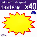 40X FLURO Retail Store POP Price Sign Card | 13x18cm