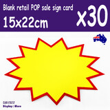 30X FLURO Retail Store POP Price Sign Card | 15 x 22cm