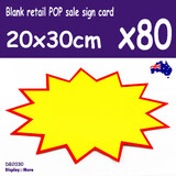 80X FLURO Retail Store POP Price Sign Card | 20 x 30cm