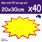 40X FLURO Retail Store POP Price Sign Card | 20x30cm