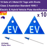 EV Tag Sticker METAL Electric Hybrid Vehicle | Australian Standard | 10 Sets