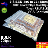 Zip Lock Bag FOOD GRADE Resealable | 200pcs | Nice & Thick 240µm