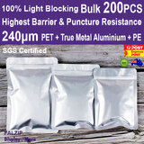 Mylar Pouch FOOD Bag Ziplock | TRUE METAL Aluminium | Bulk 200PCS
