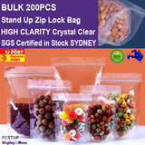 FOOD Bag Pouch Clear High Clarity | 200pcs | Ziplock STAND UP