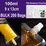 DRINK Bag SPOUT Pouch | 200PCS | Clear STAND UP | 100ml