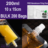 DRINK Bag SPOUT Pouch | 200PCS | Clear STAND UP | 200ml