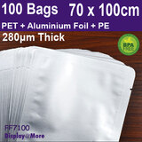 FOOD Vacuum Pouch | TRUE METAL Aluminium Inner Layer | 70 x 100cm | 100pcs