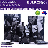 Mylar Bag Zip Lock FOOD Ziplock Pouch | 200pcs | BLACK