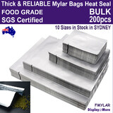 Mylar Vacuum Bag FOOD Pouch Foil Aluminum | 200pcs | Heat Seal