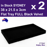 Flat Display Tray |  2pcs | FULL Black Velvet | 38 x 21.5cm