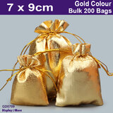Satin Fabric Gift Pouch BEST QUALITY | 200PCS | Gold 7 x 9cm