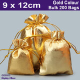 Satin Fabric Gift Pouch BEST QUALITY | 200PCS | Gold 9 x 12cm