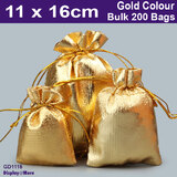 Satin Fabric Gift Pouch BEST QUALITY | 200PCS | Gold 11 x 16cm