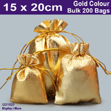 Satin Fabric Gift Pouch BEST QUALITY | 200PCS | Gold 15 x 20cm