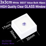 Gemstone Case GEM Box GLASS Lid | 48pcs | 3 x 3cm White