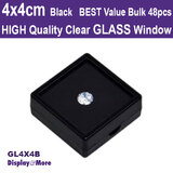 Gemstone Case GEM Box GLASS Lid | 48pcs | 4 x 4cm Black