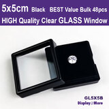 Gemstone Case GEM Box GLASS Lid | 48pcs | 5 x 5cm Black