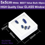 Gemstone Case GEM Box GLASS Lid | 48pcs | 5 x 5cm White