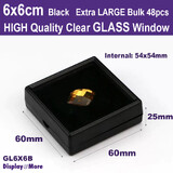 Gemstone Case GEM Box GLASS Lid | 48pcs | 6 x 6cm Black