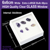 Gemstone Case GEM Box GLASS Lid | 48pcs | 6 x 6cm WHITE