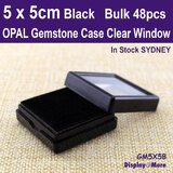 Opal GEMSTONE Case | 48pcs | CLEAR Window | 5 x 5 x 2cm BLACK