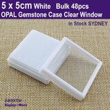 Opal GEMSTONE Case | 48pcs | CLEAR Window | 5 x 5 x 2cm WHITE